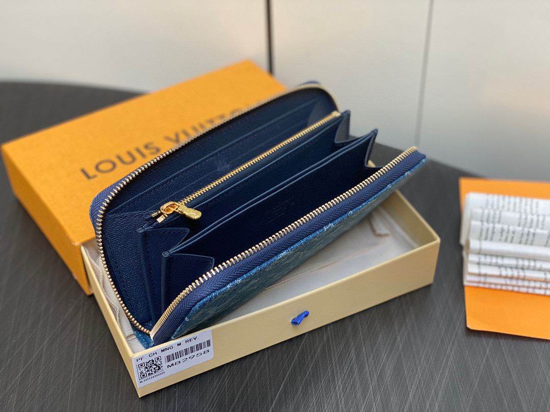 LV Top Original Order ✨ M82958 Blue Denim Cowboy Single Zipper Wallet Series