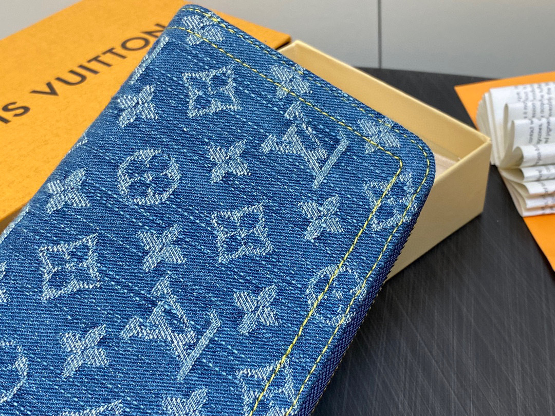 LV Top Original Order ✨ M82958 Blue Denim Cowboy Single Zipper Wallet Series