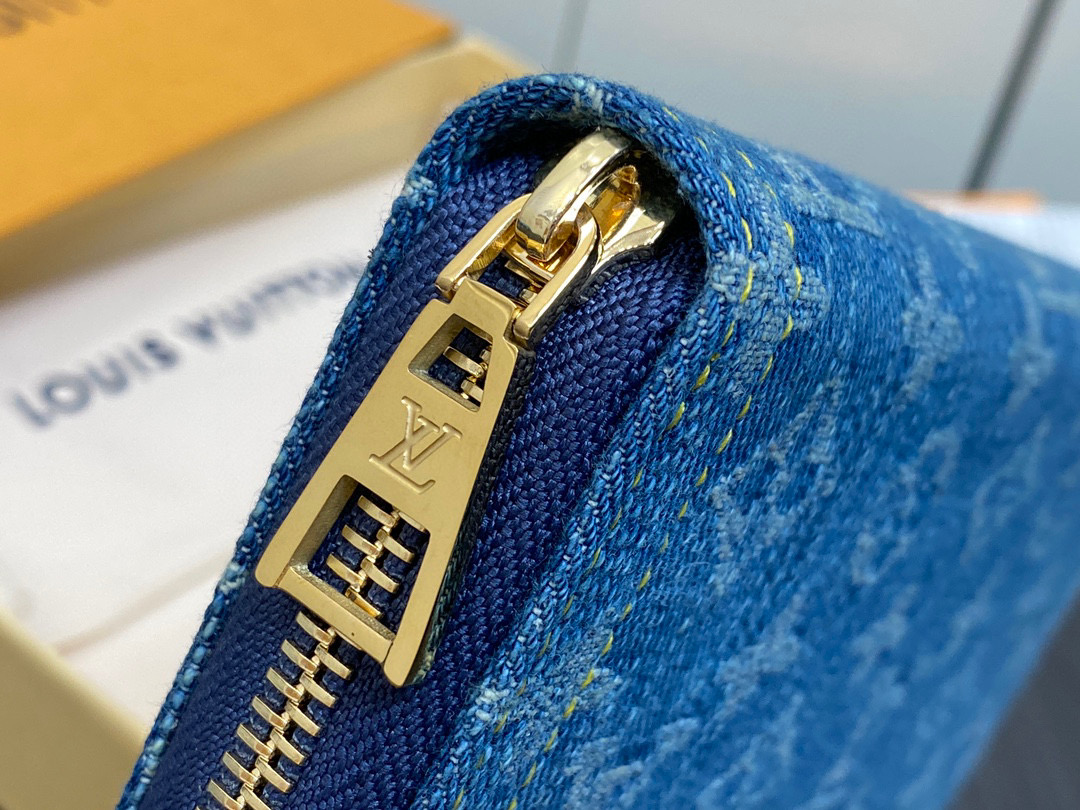 LV Top Original Order ✨ M82958 Blue Denim Cowboy Single Zipper Wallet Series