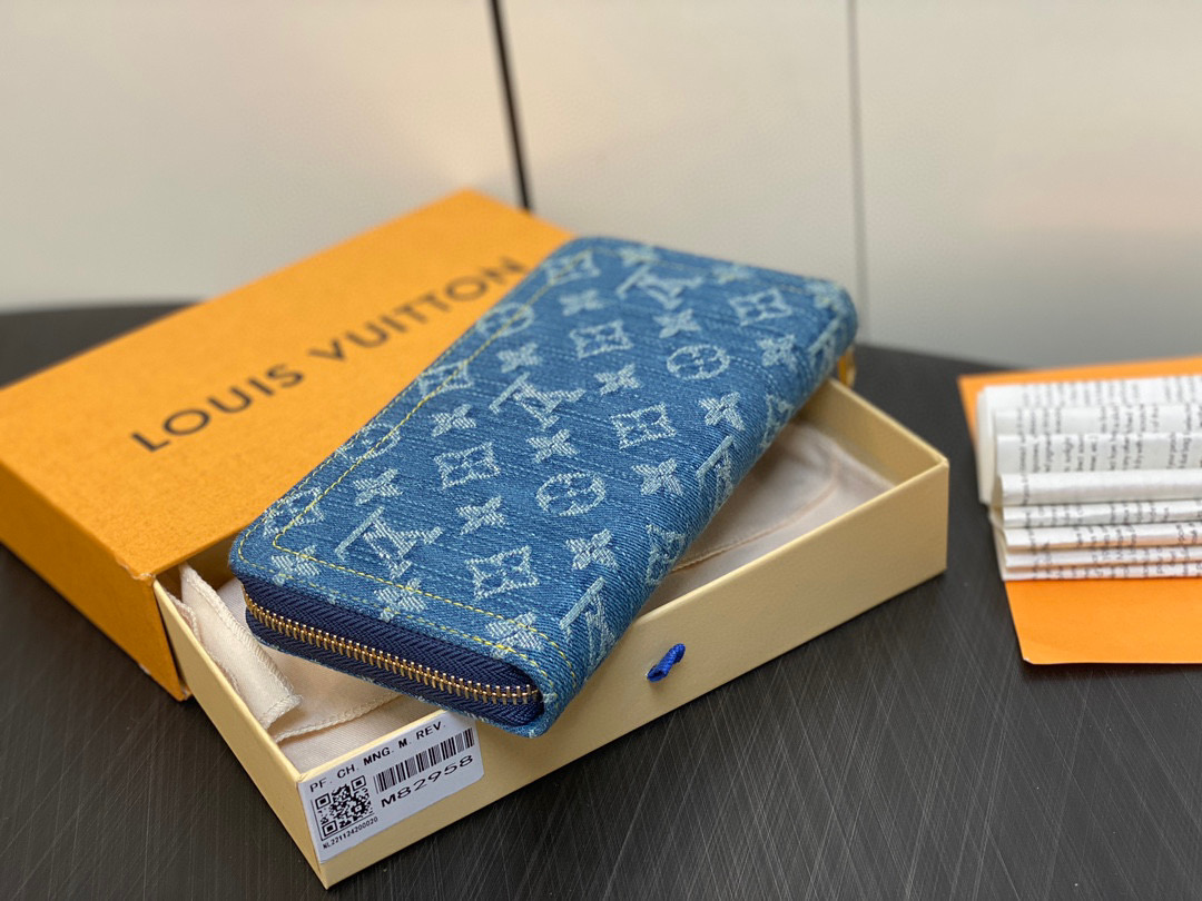 LV Top Original Order ✨ M82958 Blue Denim Cowboy Single Zipper Wallet Series