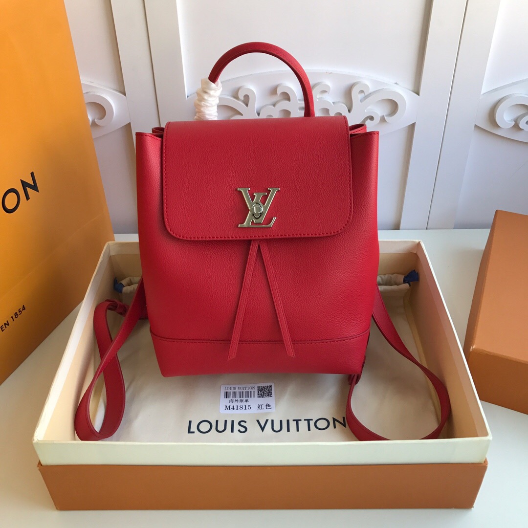 LV original M52734 LOCKME backpack in bright red
