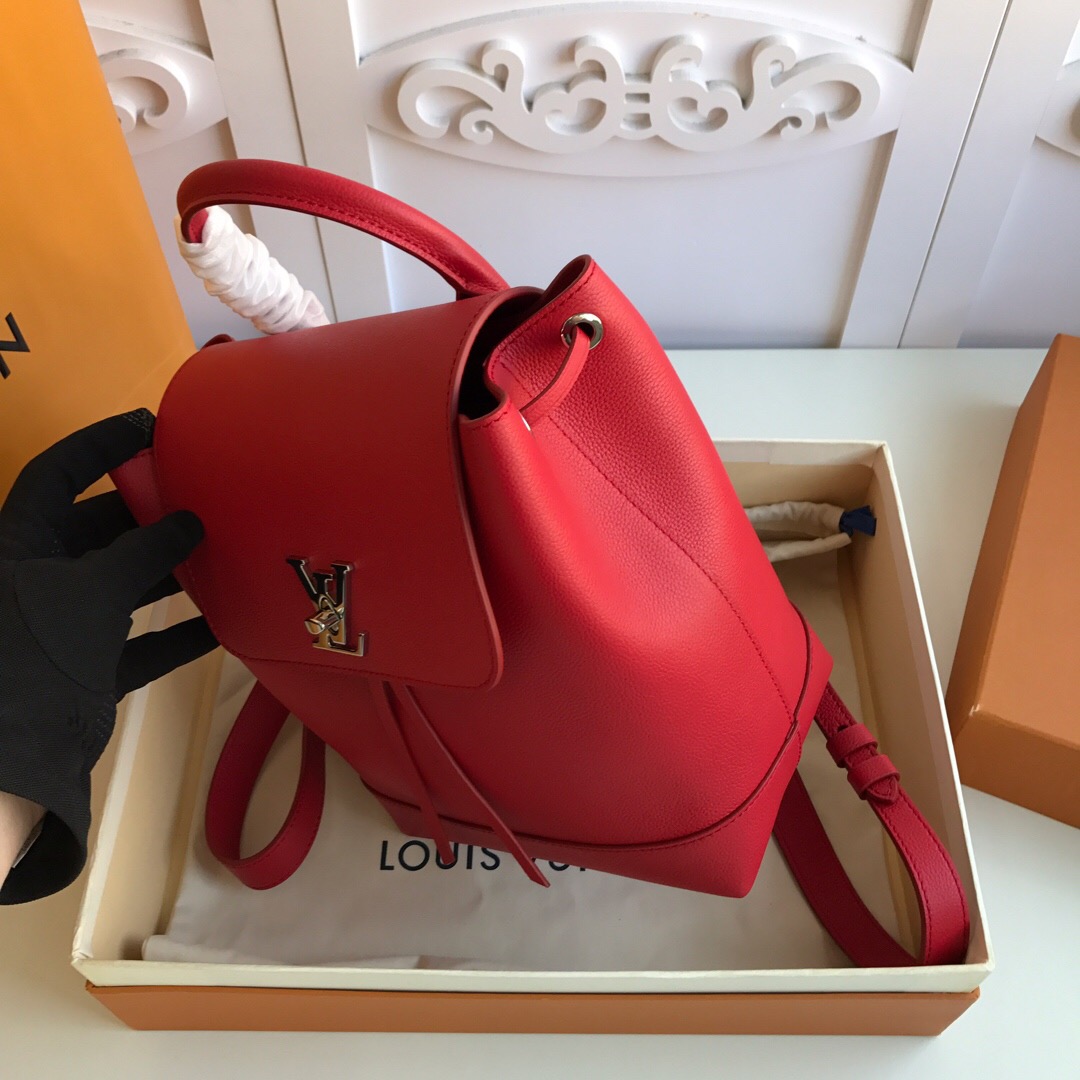 LV original M52734 LOCKME backpack in bright red