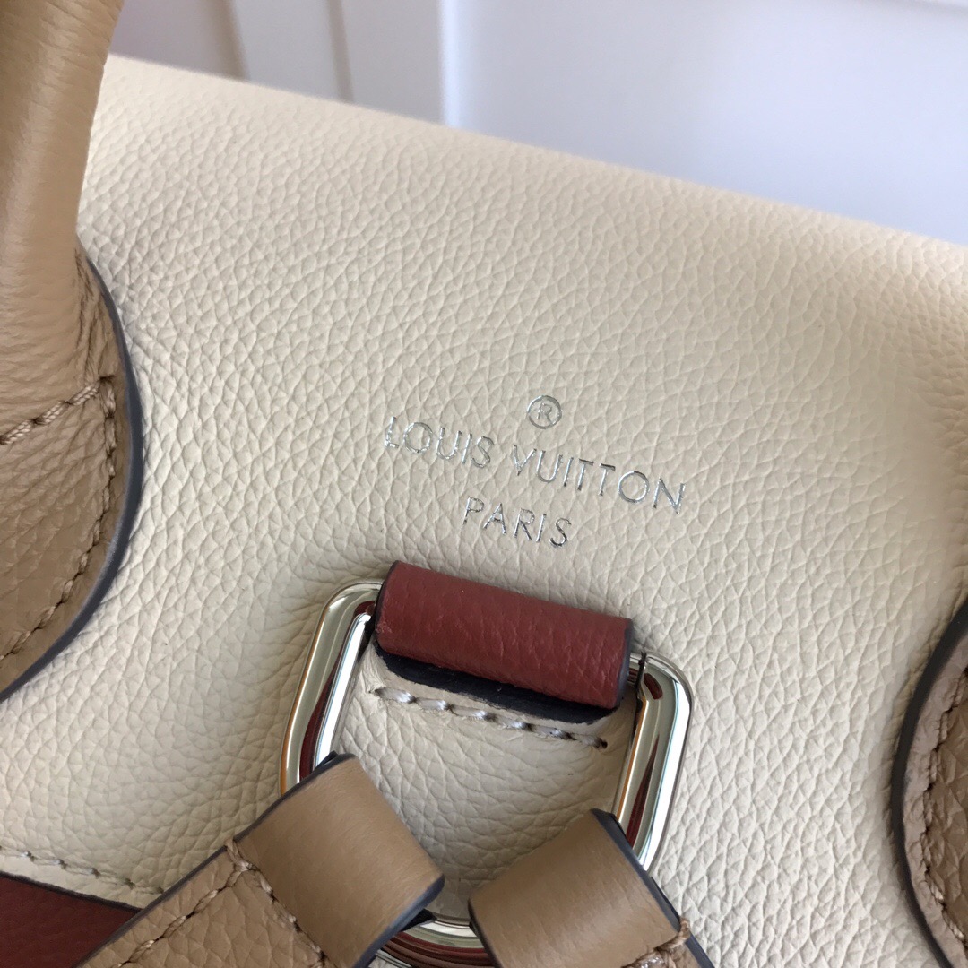 LV original M52734 LOCKME backpack rose pink with white stitching