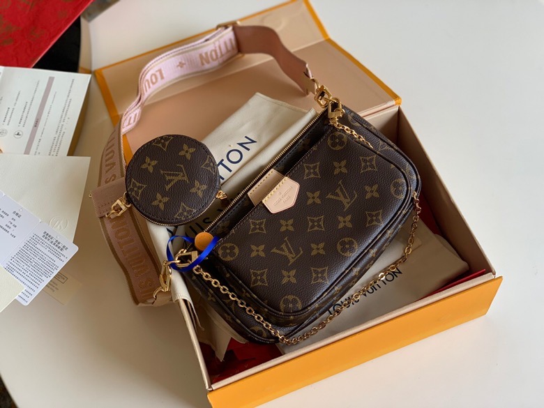 LV original three piece handbag M44840 pink