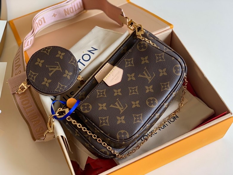 LV original three piece handbag M44840 pink
